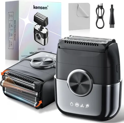 Produktbild von Kensen Elektrorasierer Herren Mini, 4 flexible Scherköpfe, USB-C, wasserdichter Folienrasierer, 120 Min Akkulaufzeit, tragbar für Bart & Gesicht