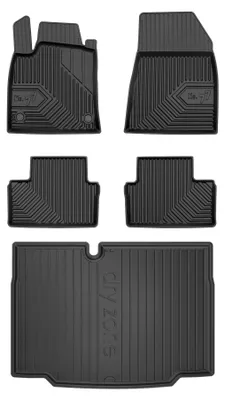 Produktbild von Gummimatten + Kofferraumwanne für Renault Clio E-Tech V 2019-2026 (Schrägheck, Standard-Kofferraum) – Schwarz, passgenau – Wielganizator