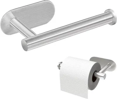 Produktbild von Roestvrijstalen toiletrolhouder, zelfklevend, voor badkamer, keuken, kleine ruimtes