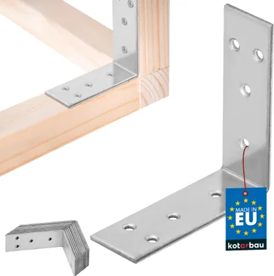 Produktbild von KOTARBAU® 12 Stk. Winkelverbinder 60 x 60 x 20 mm verzinkter Stahl Silber Schwerlastwinkel Balkenverbinder Möbelwinkel Winkelblech Holzverbinder Regalwinkel Winkel Metall Stabil Langlebig Stahlwinkel