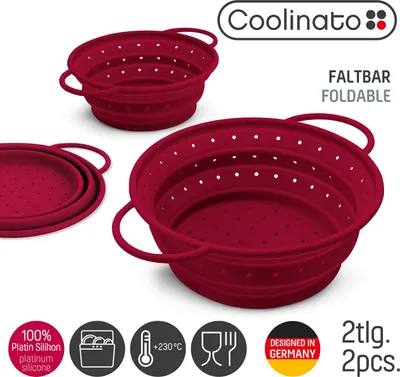 Produktbild von Coolinato Set 2tlg faltbares Silikon-Sieb ROT
