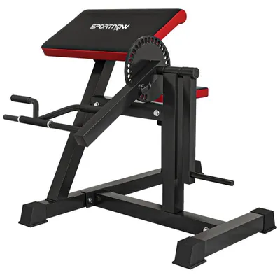 Zdjęcie produktu dla Ławka do ćwiczeń bicepsów i tricepsów – stacja treningowa 2 w 1 | Kolor: czarny/czerwony | Wymiary: 95x105x80 cm