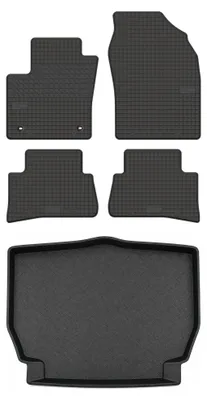 Image de Tapis en caoutchouc + bac de coffre pour Toyota C-HR I 2016-2023 (SUV) – 5 pièces, noirs, sur mesure
