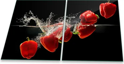 Produktbild von Herdabdeckplatte Abdeckung Glaskeramikkochfeld Abdeckplatte 2-Teilig 80x52 Paprika Rot