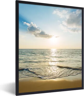 Produktbild von MuchoWow® Gerahmtes Poster Meer - Sommer - Strand 60x80 cm - Poster mit Schwarzem Bilderrahmen Wandposter Rahmen Foto Bilder - Premium - Wanddeko Wohnzimmer
