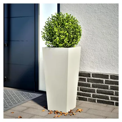 Produktbild von Pflanzkübel Hochbeet aus Metall für Garten und Terrasse, Weiß 35x35x75 cm