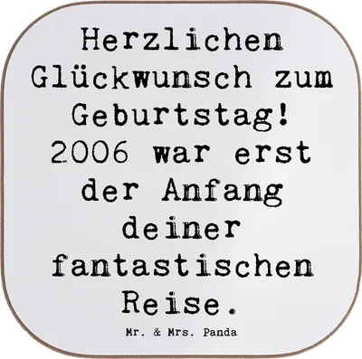 Produktbild von Mr. & Mrs. Panda Untersetzer für Gläser Spruch 2006 Geburtstag - Weiß - Geschenk, Coaster, Geburtstagsgeschenk, Happy Birthday, gläseruntersetzer, Jubiläum, Erinnerungen