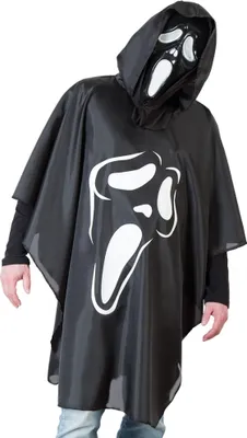 Produktbild von Horror Cape Umhang Scary Schwarz mit Kapuze Halloween Karneval Fasching