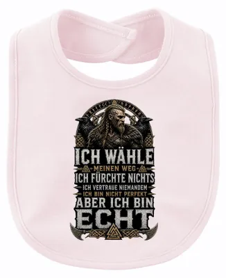 Immagine prodotto di Scegli il tuo stile. Sono un bavaglino per bambini, con il tema dei Vichinghi, con l'immagine di Odino, un corvo e una spada, colore rosa, taglia unica