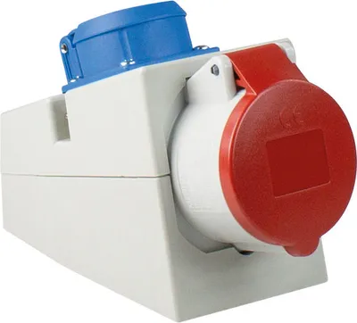 Produktbild von as-Schwabe CEE-Wand-Kombi-Dose 400V 16A 5-polig Klappdeckel Schuko IP44