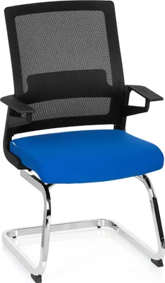 Produktbild von hjh OFFICE Freischwinger mit Armlehnen INVENTOR V Stoff / Netzstoff Stuhl für Büro Zuhause, Besucherstuhl Schwingstuhl bis 150 kg belastbar