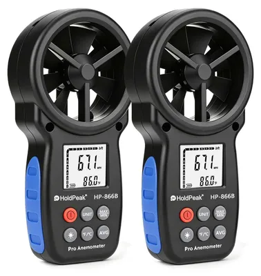 Zdjęcie produktu dla Cyfrowy anemometr ręczny z wyświetlaczem LCD i podświetleniem, mierzący prędkość wiatru