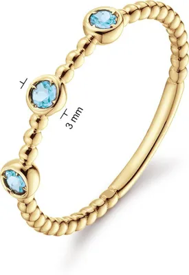 Produktbild von Jackie Gold Triple London Blue Topaz Ring JKR24.419 Damenring, Ringgröße:52