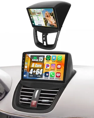 Obrázok produktu pre 8-jadrový procesor, 4 + 64 GB RAM, autorádio s Androidom 15 pre model 207 (ročníky 2006-2010) s bezdrôtovým CarPlay a Android Auto