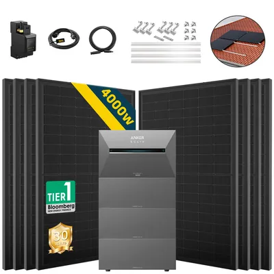 Produktbild von ALLDREI® Balkonkraftwerk mit Speicher Anker Solix Solarbank 3 E2700 Pro & BP2700x3,Komplettset mit 8x500W Bifazialer Solarpanel & Smarten Zähler