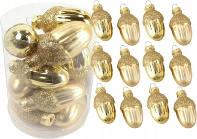 Produktbild von Goldene Glaskugeln in Eichelform, 12er-Set, 4 cm