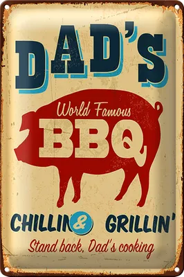 Produktbild von Blechschild Retro 18x12cm dad`s world famous BBQ grillin