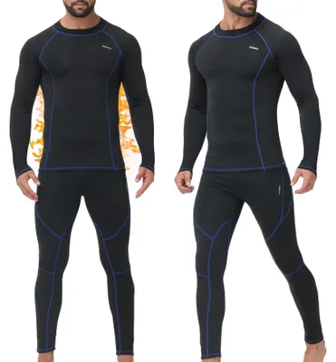 Produktbild von FALARY Winter Thermounterwäsche Herren Set, Warme Funktionsunterwäsche – Schwarz, Größe XXL