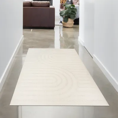 Immagine prodotto di Tappeto per soggiorno e camera da letto con effetto luccicante, resistente, color crema - 80 x 300 cm