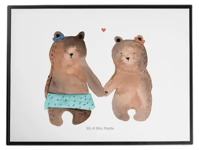 Produktbild von Mr. & Mrs. Panda Tischunterlage Bär Freundin - Weiß - Geschenk, schreibtischunterlage, bastelunterlagen, Schreibunterlage, schreibtischunterlagen, Teddy