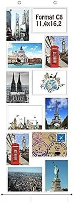 Produktbild von PromoHome® Fotovorhang mit 12 transparenten Fototaschen für Fotos 11,4 x 16,2 cm - Hoch- und Querformat - Dekorativer transparenter Vorhang