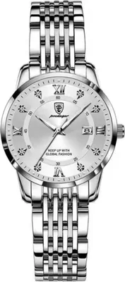 Zdjęcie produktu dla Elegancki Zegarek POEDAGAR Lady - Srebrny z Cyrkoniami KP35029