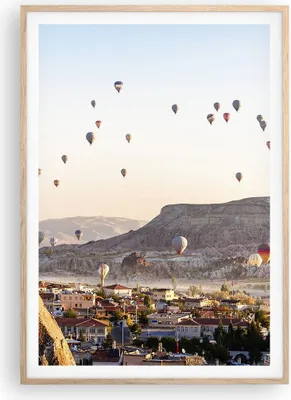 Produktbild von Gerahmtes Poster - Rahmen in heller Eiche - Berge Ballon Flug - 70x100 cm - Wand Bild - Wanddeko - Wandbilder - Wandposter - Bilderrahmen - Bilder - Kunstdruck - Wandbild - P2NPA70x100-3997