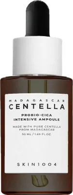 A product shot of a skincare ampoule bottle with a dropper.