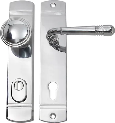 Produktbild von Haustür Schutzbeschlag Helena LS Chrom HS 92 mm mit Knauf - ZA Türdrücker