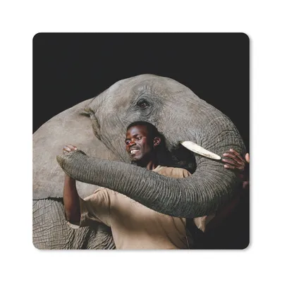 Produktbild von MuchoWow® Mauspad Mousepad Elefant - Männlich - Tiere - Schwarz 20x20 cm - Mousepads - Maus Mat - Pad - Mausunterlage - Desk Mat - Bureauartikeln
