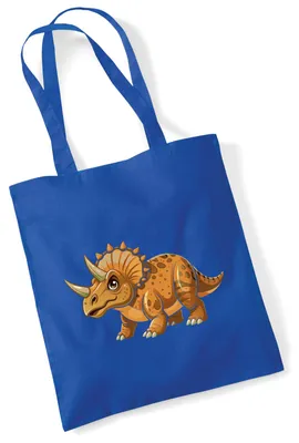 Produktbild von Huuraa Jutebeutel Triceratops Dinosaurier 10 Liter Bright Royal Baumwolle Tasche Geschenkidee