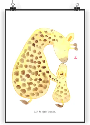 Produktbild von Mr. & Mrs. Panda Bild Giraffe Kind DIN A5 - Weiß - Geschenk, Mutter, Sohn, wanddeko, Kunstdruck, Afrika, Tochter, Lieblingsmensch, Wandbild, drucke, Mama, Posterdruck