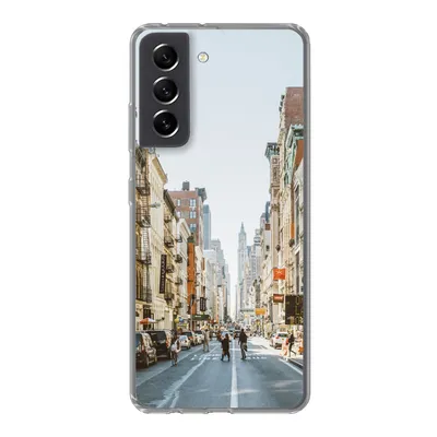 Produktbild von MuchoWow® Handyhülle Schutzhülle Hülle für Samsung Galaxy S21 FE Belebte Straße in New York Silikon Softcase Handy Hülle - Mobiltelefonhülle