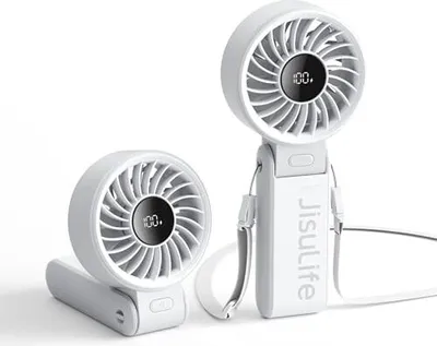 Produktbild von JISULIFE Handventilator Life7, Leistungsstarker tragbarer Ventilator mit LED Anzeige, 19.5 Stunden maximale, 5000 mAh, 3-IN-1