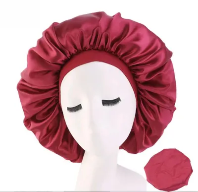 Immagine prodotto di Cappuccio in raso – Cappuccio in raso – Cappuccio rosso – Protegge i capelli durante il sonno – CHPN