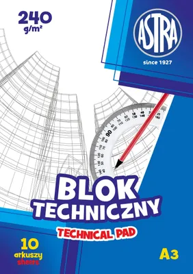 Obrázok produktu pre Papierový blok Technický 240g/m2 A3 - 10 listov