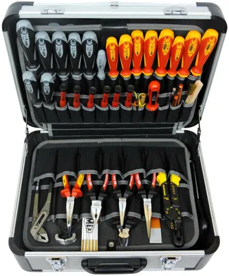 Produktbild von FAMEX 700-L Alu Werkzeugkoffer, leer, unbestückt - (B x H x T) 355 x 180 x 460 mm, Werkzeugkasten, Werkzeugkiste