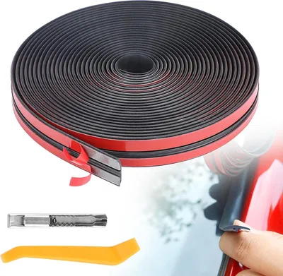 Image de Joint en caoutchouc autocollant pour pare-brise 6 mètres 19mm Bande d'étanchéité universelle pour toit de voiture Noir