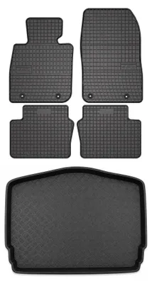 Image de Tapis en caoutchouc + bac de coffre pour Mazda CX-3 2015- (plancher bas) – 5 pièces, noirs, sur mesure