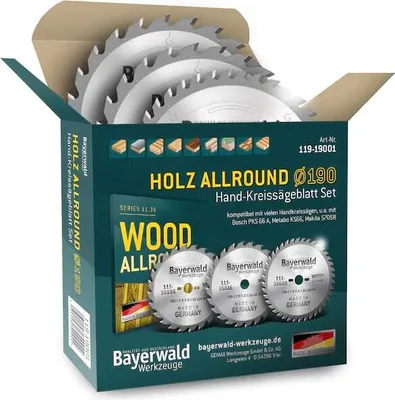 Produktbild von Bayerwald HOLZ ALLROUND Ø190 Hand-Kreissägeblatt Set