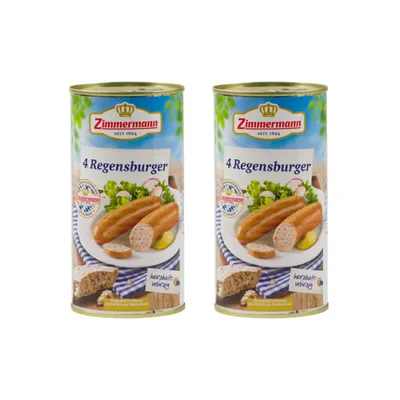 Produktbild von Knackwürste-Knackwürstchen aus Bayern Knacker Dicke 2x550g Dose, 4 knackige Regensburger von ZIMMERMANN Fleischwerke, Brühwürste passend für Brotzeit