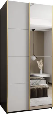 Produktbild von MEBLE KRYSPOL LUX 3 Schrank - 245,5x110x64cm - Schwarz, Weiß, Gold