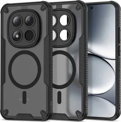 Produktbild von Handyhülle für Xiaomi Redmi Note 15 Pro+ Plus 5G, Tech-Protect Rugged Shield MagSafe, mattes Rauchfarben mit schwarzem Rahmen