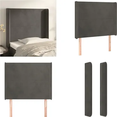 Produktbild von vidaXL Kopfteil mit Ohren Dunkelgrau 103x16x118/128 cm Samt - Kopfteil - Kopfteile - Bett-Kopfteil - Bettkopfteil