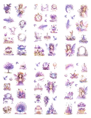 Produktbild von DEKORATIVE AUFKLEBER HAUSTIER Scrapbooking Bullet Journal 6 Blätter DpCraft Feen
