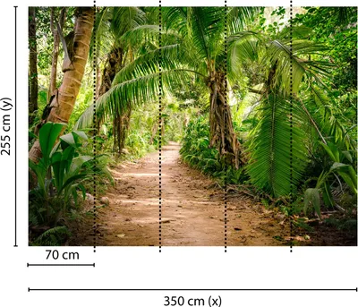 Produktbild von Tadessi Fototapete | Palmen | 3.50 m x 2.55 m | Grün | Braun | Wandbild | Digitaldruck