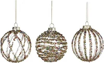 Produktbild von Goodwill Weihnachtskugel "Stripe“ Glas Mehrfarbig D 8 cm Vorteilsset Pro 3 Stück