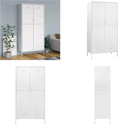 Produktbild von vidaXL Kleiderschrank Weiß 90x50x180 cm Stahl - Kleiderschrank - Kleiderschränke - Kleiderständer - Schrank
