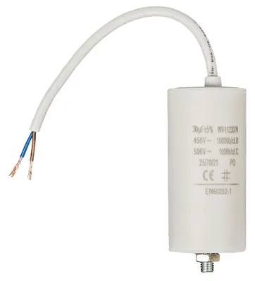 Produktbild von Kondensator Motorkondensator Anlaufkondensator Arbeitskondensator mit Kabel 450V 30 µF