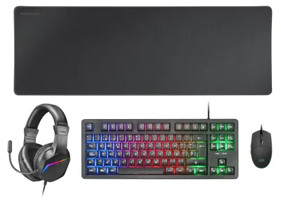 Produktbild von Mars Gaming MCPRGB3FR, Kabelgebunden, USB, Membran Key Switch, RGB-LED, Schwarz, Maus enthalten